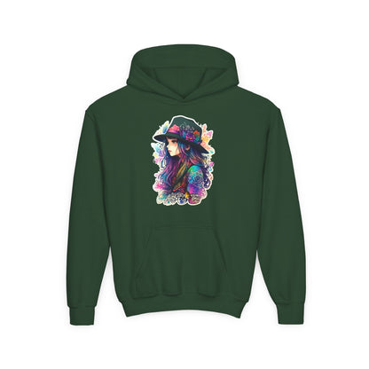 Youth Heavy Blend Hooded Sweatshirt - Beautiful Bohemian Floral Printify