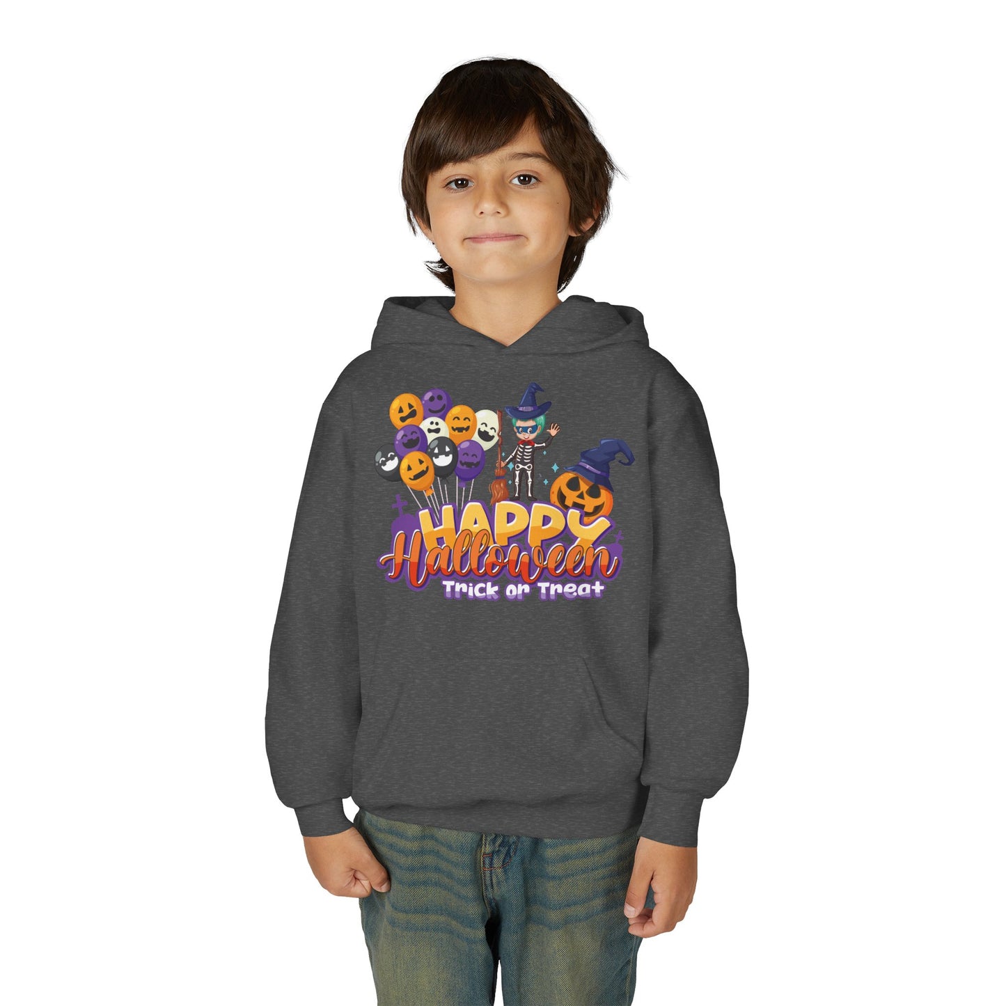 Youth Heavy Blend Hooded Sweatshirt - Happy halloween trick or treat