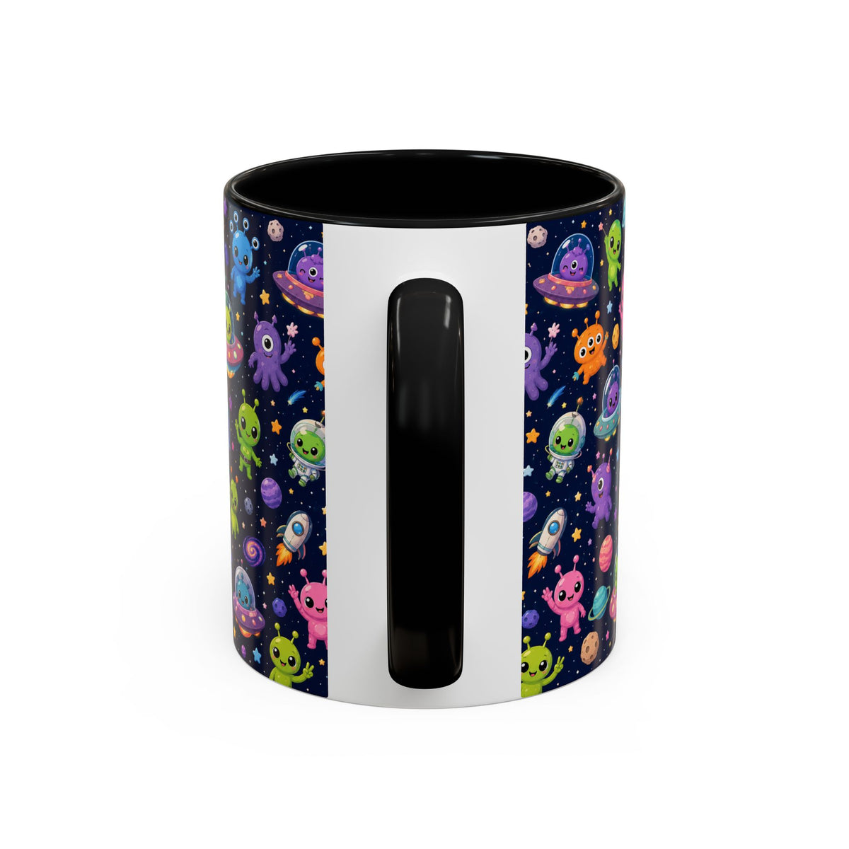 Accent Coffee Mug  (11/15 oz) - Cheerful Cartoon Alien Space