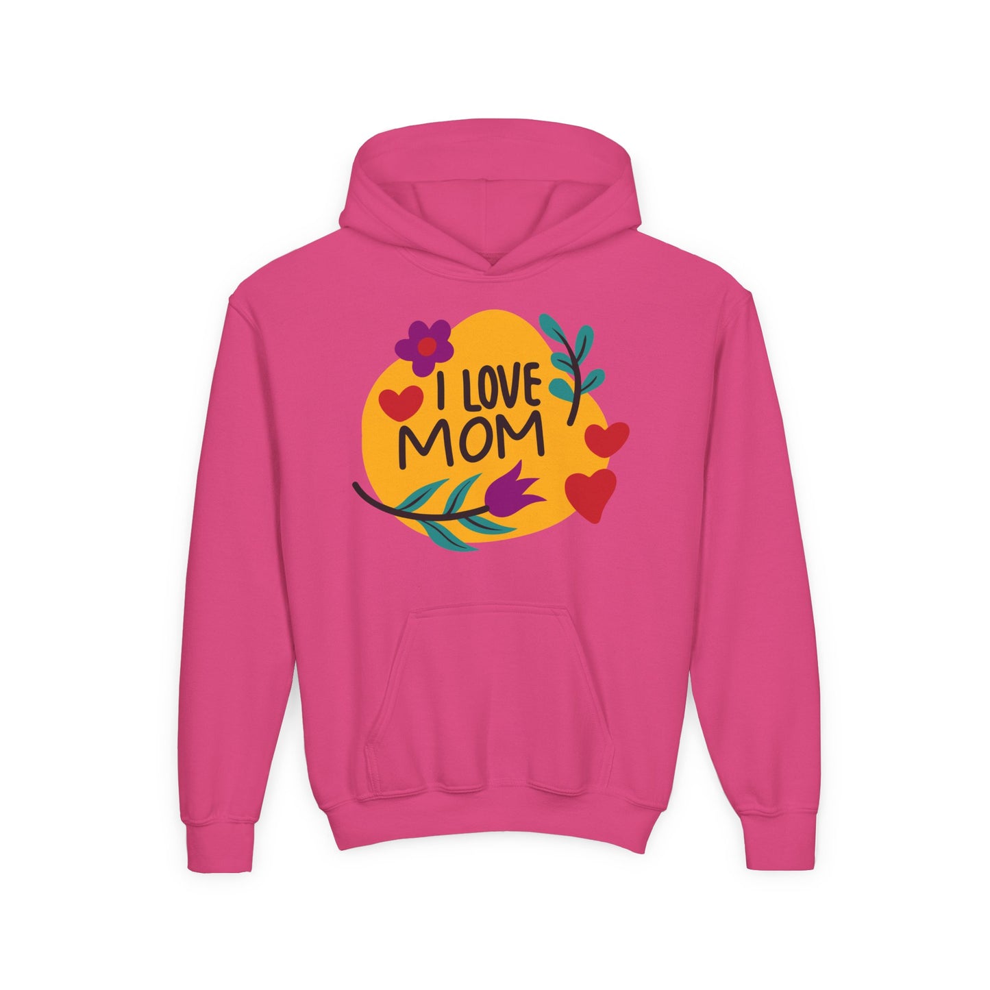 Youth Heavy Blend Hooded Sweatshirt - I love mom