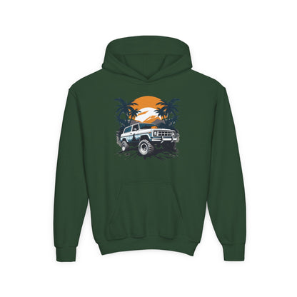 Youth Heavy Blend Hooded Sweatshirt - Off road car Printify