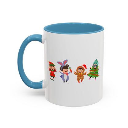 Accent Coffee Mug - Super kiddo in christmas tree attire - [[{"value":"Wonderwear Kid"}]]
