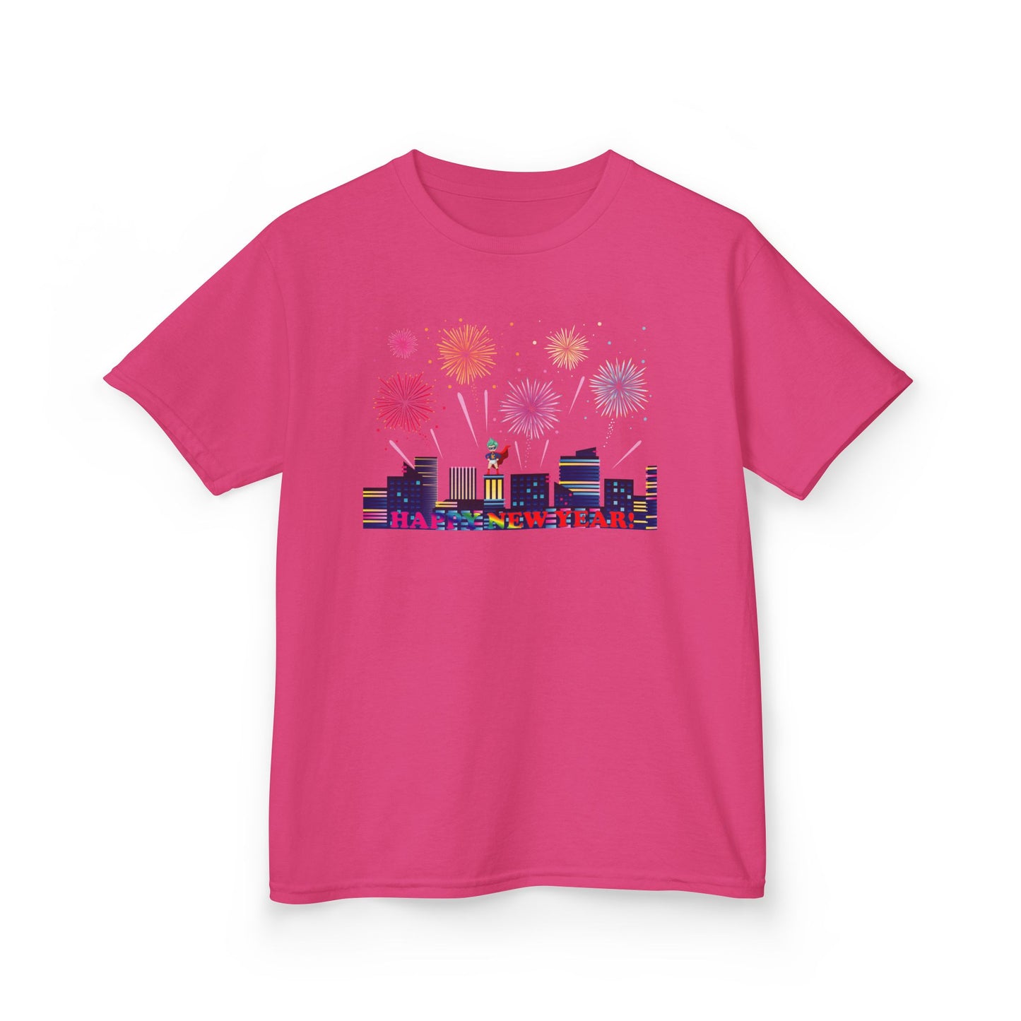 Kids Heavy Cotton™ Tee - Super kiddo with fireworks with text - [[{"value":"Wonderwear Kid"}]]