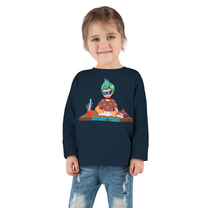 Toddler Long Sleeve Tee - Super kiddo studying - [[{"value":"Wonderwear Kid"}]]