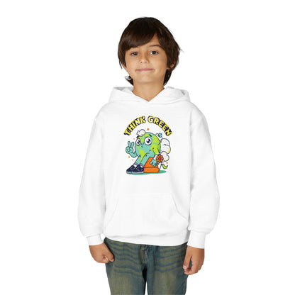 Youth Heavy Blend Hooded Sweatshirt - Think Green Design Printify