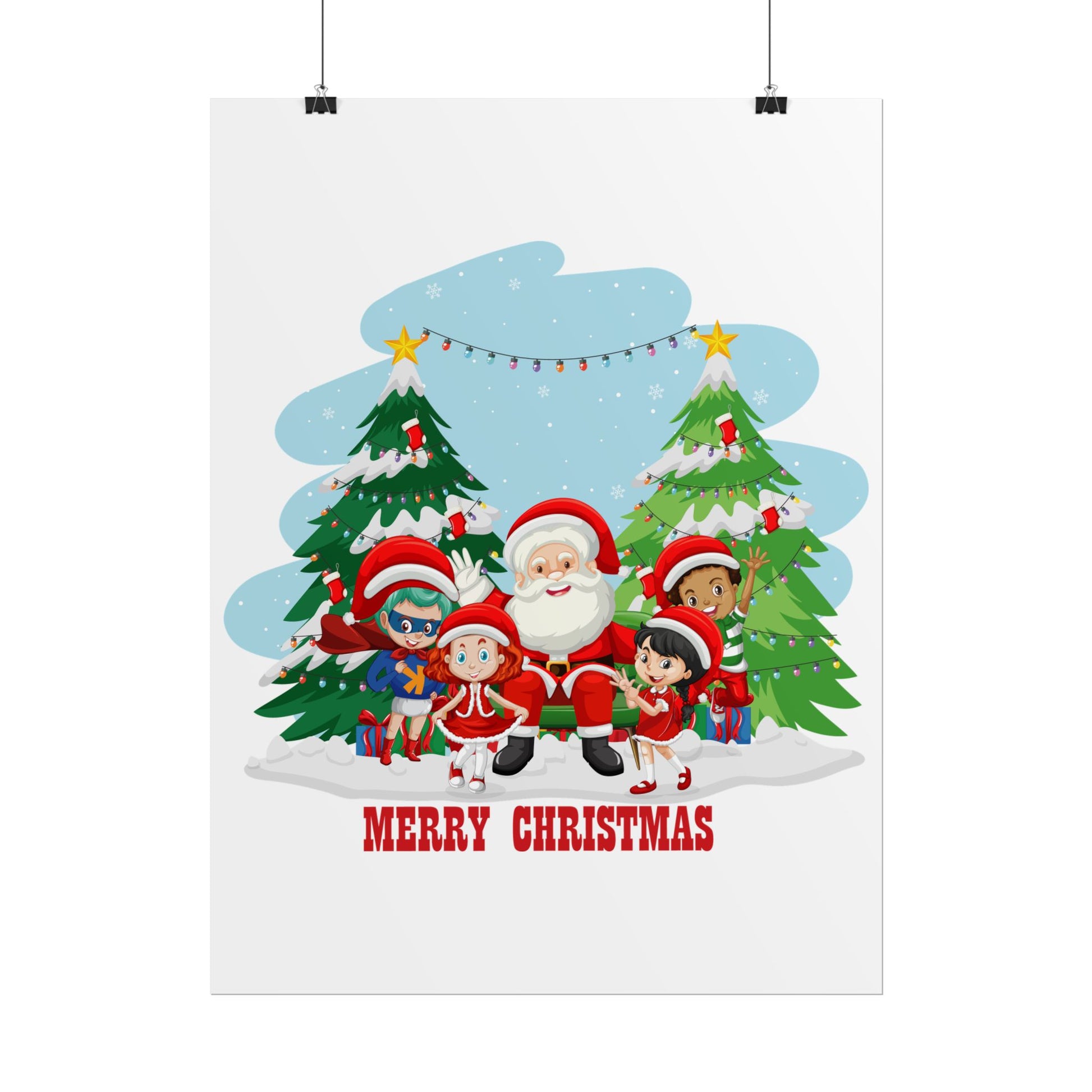 Rolled Posters - Super kiddo with santa claus Merry christmas - [[{"value":"Wonderwear Kid"}]]