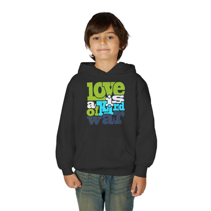 Youth Heavy Blend Hooded Sweatshirt - Love is Kind of War Printify