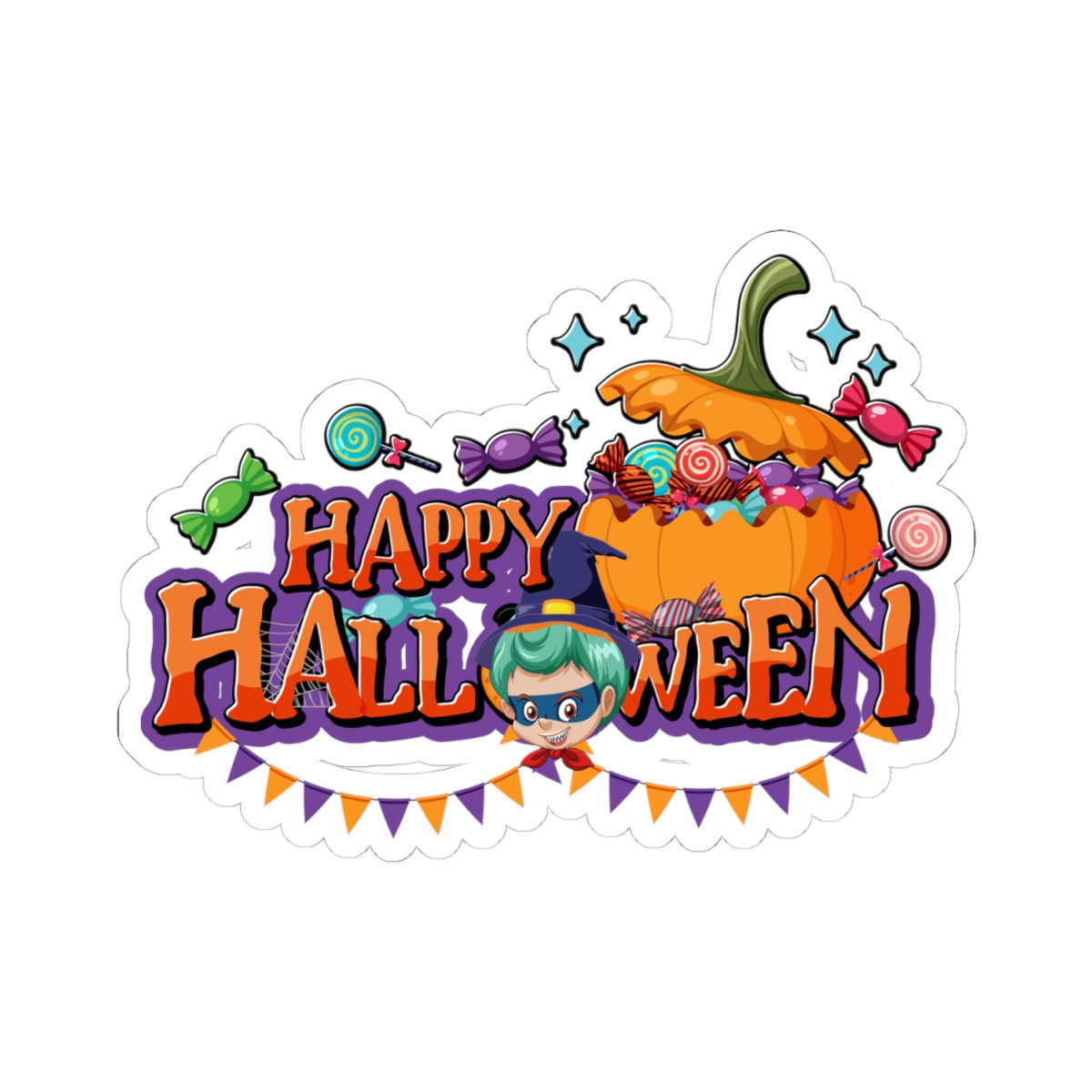 Kiss-Cut Stickers - Happy halloween banner Printify