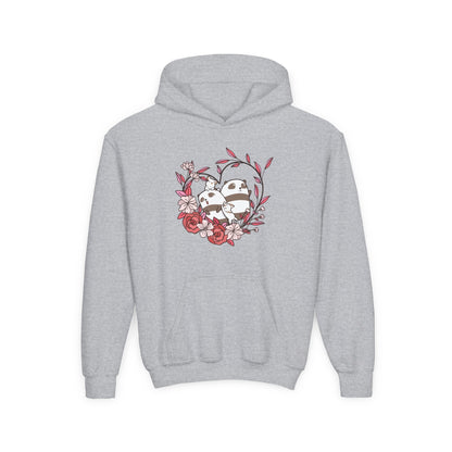 Youth Heavy Blend Hooded Sweatshirt - Panda and Cat love Printify