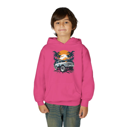 Youth Heavy Blend Hooded Sweatshirt - Off road car Printify