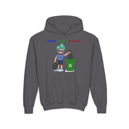 Youth Heavy Blend Hooded Sweatshirt - Super kiddo taking trash out - [[{"value":"Wonderwear Kid"}]]