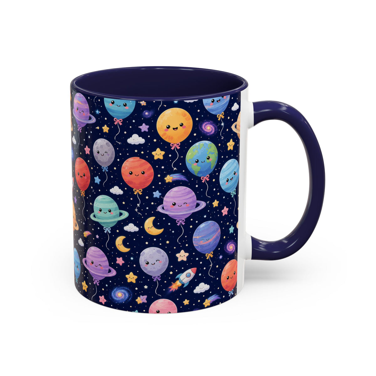 Accent Coffee Mug (11/15 oz) - Kawaii Space Balloon Planet