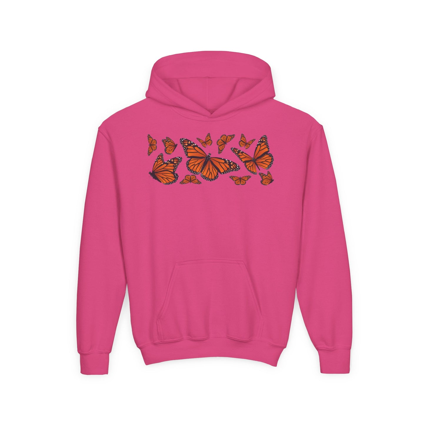 Youth Heavy Blend Hooded Sweatshirt -  Set of orange monarch butterfly