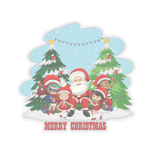Kiss-Cut Stickers - Super kiddo with santa claus Merry christmas - [[{"value":"Wonderwear Kid"}]]