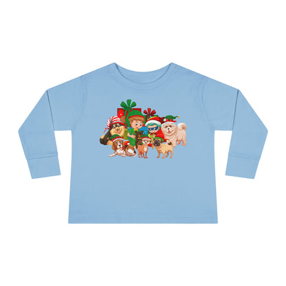 Toddler Long Sleeve Tee - Christmas with super kiddo pet friends without text - [[{"value":"Wonderwear Kid"}]]