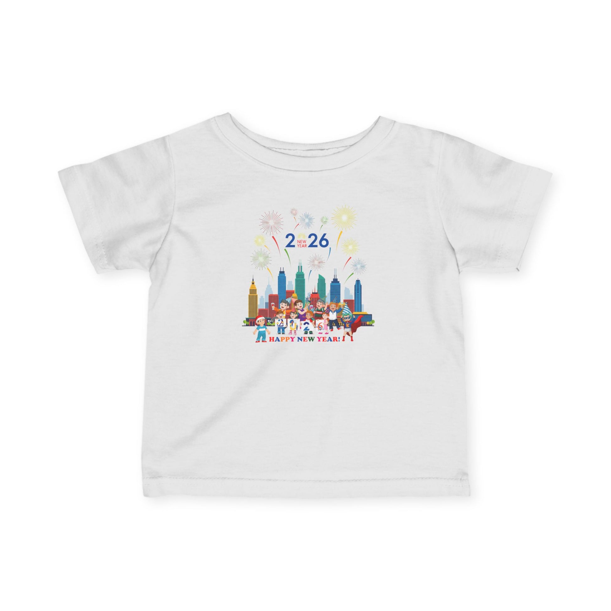 Infant Fine Jersey Tee - Happy new year with fireworks - [[{"value":"Wonderwear Kid"}]]