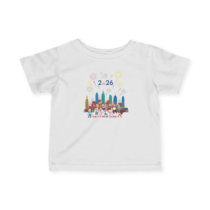 Infant Fine Jersey Tee - Happy new year with fireworks - [[{"value":"Wonderwear Kid"}]]