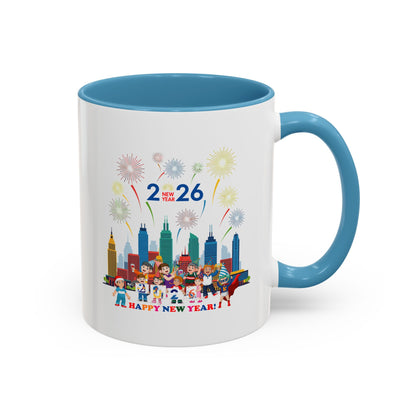 Accent Coffee Mug - Happy new year with fireworks - [[{"value":"Wonderwear Kid"}]]