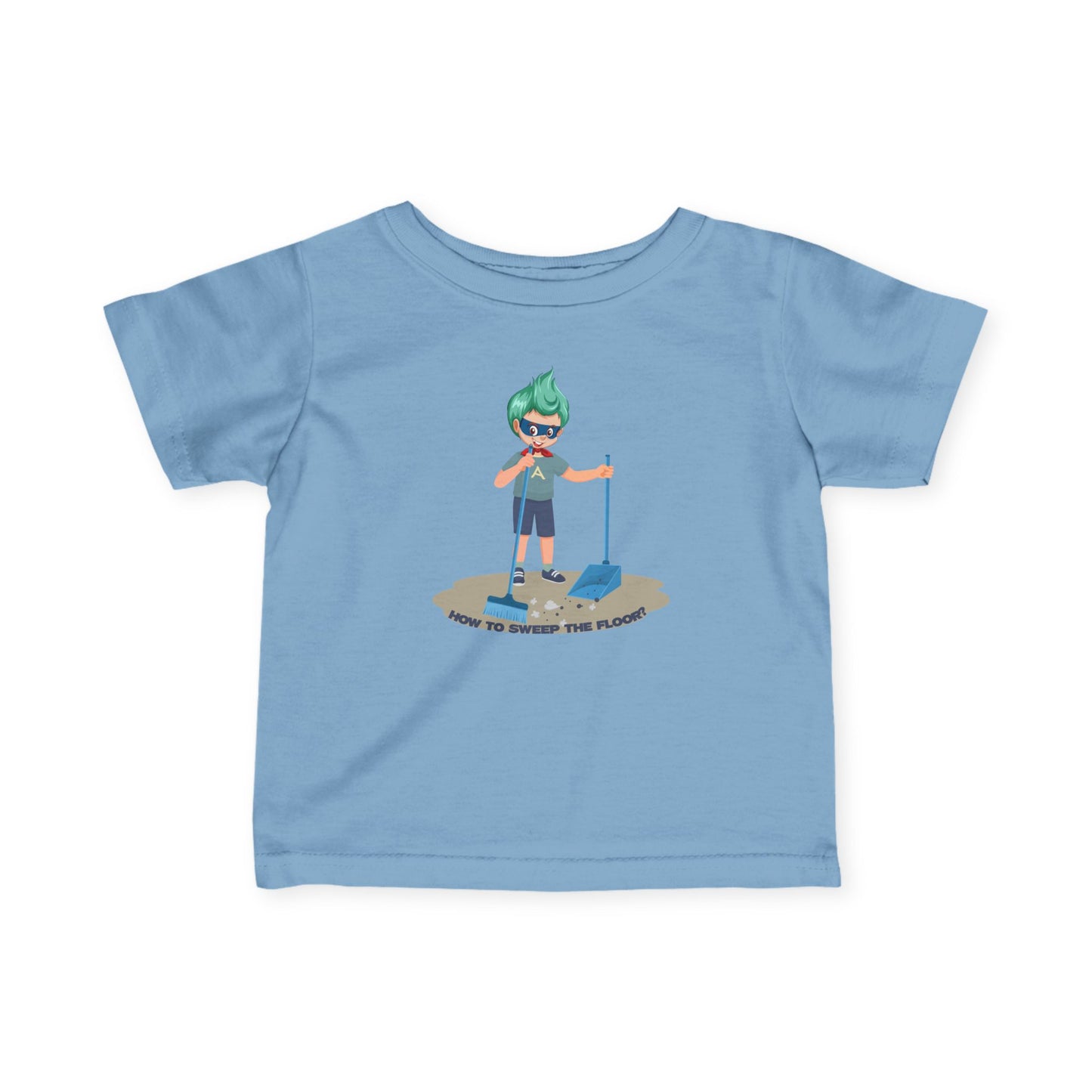Infant Fine Jersey Tee - Super kiddo sweeping floor - [[{"value":"Wonderwear Kid"}]]