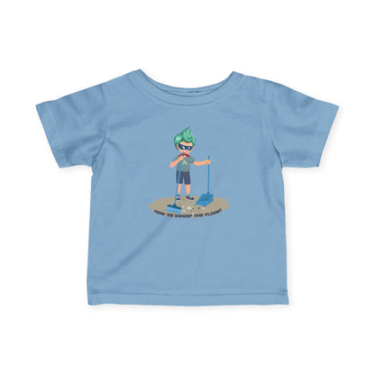 Infant Fine Jersey Tee - Super kiddo sweeping floor - [[{"value":"Wonderwear Kid"}]]