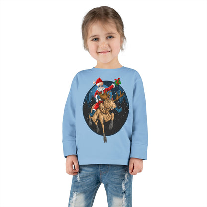 Toddler Long Sleeve Tee - Super kiddo riding a reindeer - [[{"value":"Wonderwear Kid"}]]