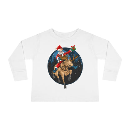 Toddler Long Sleeve Tee - Super kiddo riding a reindeer - [[{"value":"Wonderwear Kid"}]]