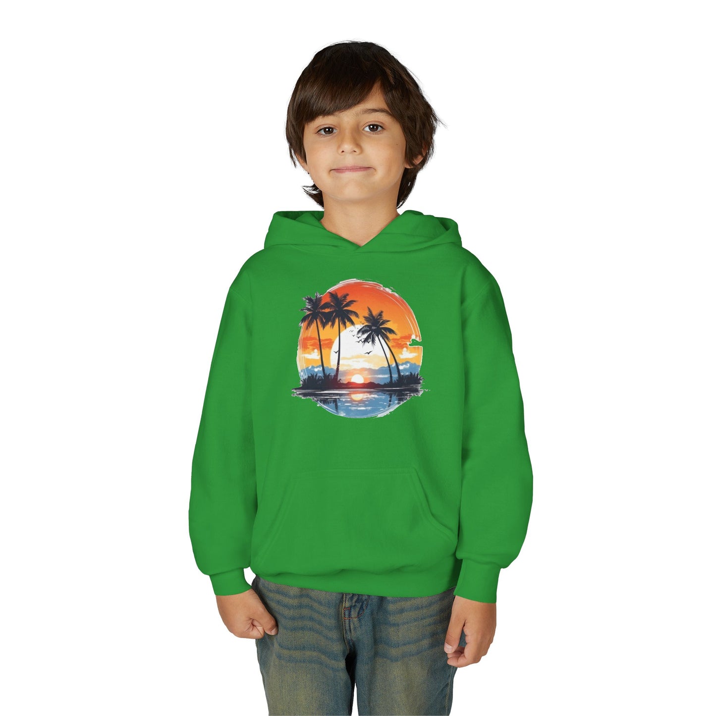 Youth Heavy Blend Hooded Sweatshirt - Tropical Sunset Beachwear