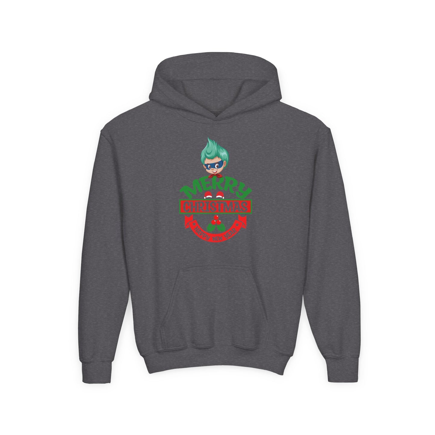 Youth Heavy Blend Hooded Sweatshirt - Merry chridtmas from super kiddo