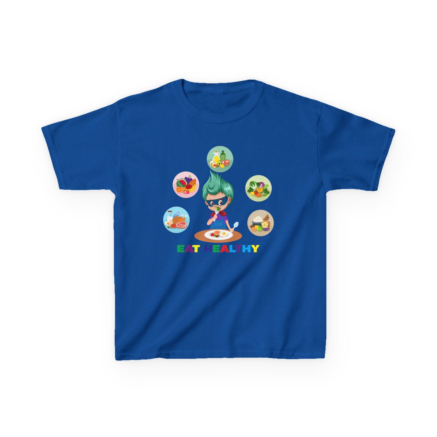 Kids Heavy Cotton™ Tee - Supper kiddo showing healthy food to eat - [[{"value":"Wonderwear Kid"}]]