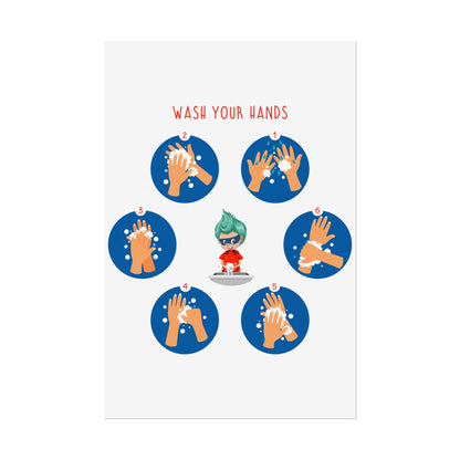 Rolled Posters - Super kiddo teaching how to wash hands - [[{"value":"Wonderwear Kid"}]]