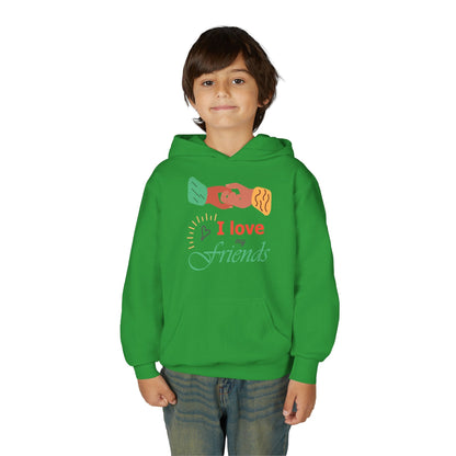 Youth Heavy Blend Hooded Sweatshirt - I love my friends Printify