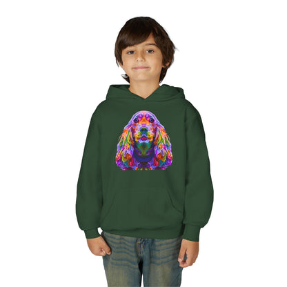 Youth hoodie with adorable golden retriever design Printify