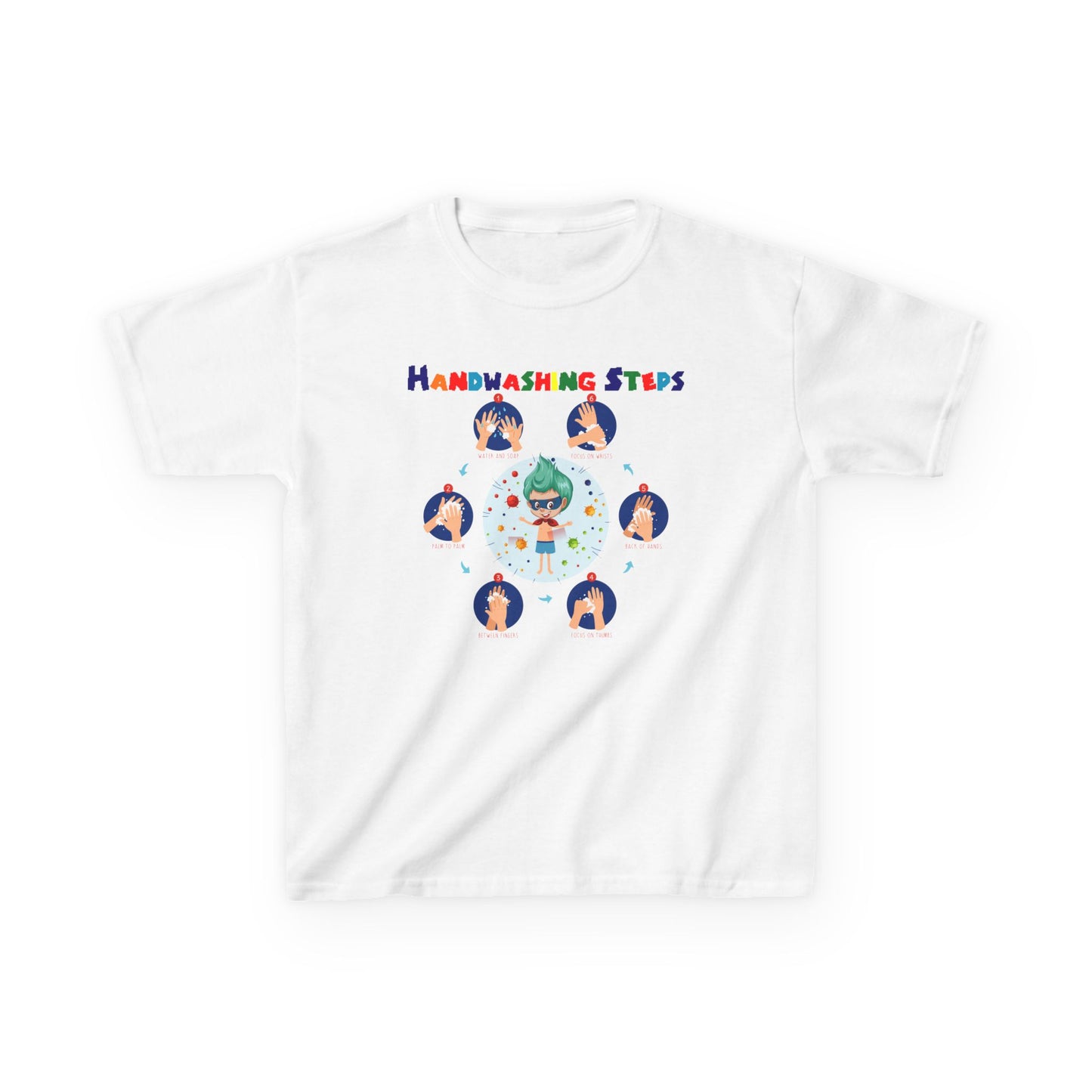 Kids Heavy Cotton™ Tee - Super kiddo how to wash hand properly - [[{"value":"Wonderwear Kid"}]]