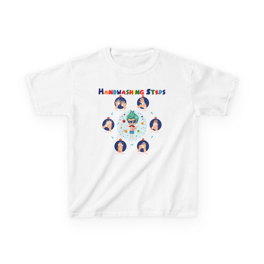 Kids Heavy Cotton™ Tee - Super kiddo how to wash hand properly - [[{"value":"Wonderwear Kid"}]]