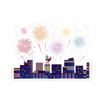 Kiss-Cut Stickers - Super kiddo with fireworks - [[{"value":"Wonderwear Kid"}]]