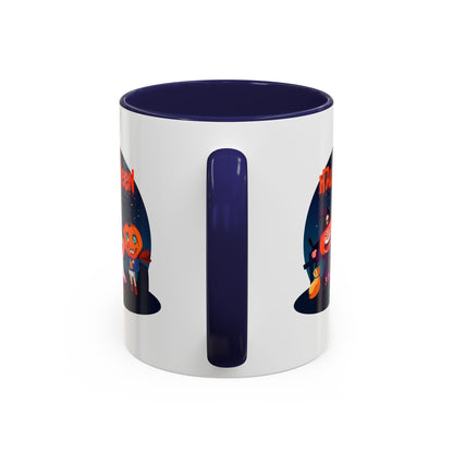 Accent Coffee Mug - Super kiddo wearing pumpkin - [[{"value":"Wonderwear Kid"}]]