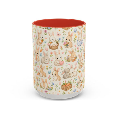 Accent Coffee Mug  (11/15 oz) - Pastel Bunny Garden Easter