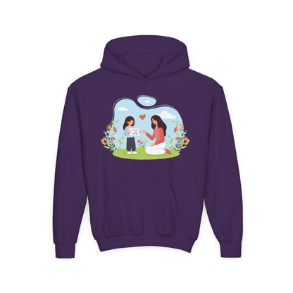 Youth Heavy Blend Hooded Sweatshirt -  Mother and daughter love Printify