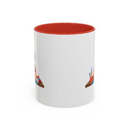 Accent Coffee Mug - Super kiddo studying - [[{"value":"Wonderwear Kid"}]]