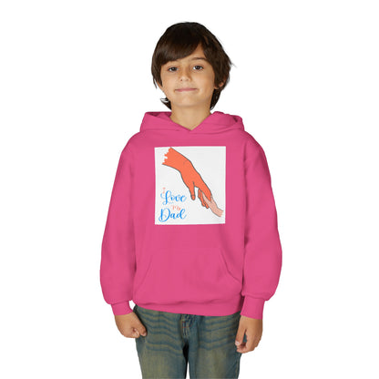 Youth Heavy Blend Hooded Sweatshirt -  Child and dad holding hands Printify