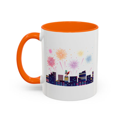 Accent Coffee Mug - Super kiddo with fireworks - [[{"value":"Wonderwear Kid"}]]