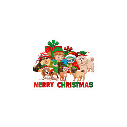 Christmas Kiss-Cut Vinyl Decals – Christmas with super kiddo pet friends with text - [[{"value":"Wonderwear Kid"}]]