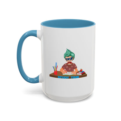 Accent Coffee Mug - Super kiddo studying - [[{"value":"Wonderwear Kid"}]]