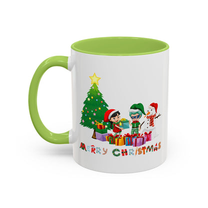 Accent Coffee Mug - Super kiddo preparing gifts - [[{"value":"Wonderwear Kid"}]]