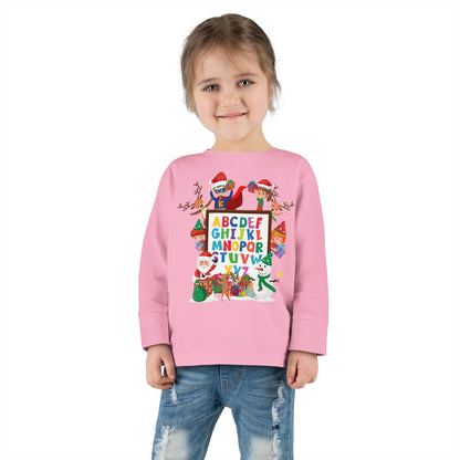 Toddler Long Sleeve Tee - Christmas alphabet with super kiddo - [[{"value":"Wonderwear Kid"}]]