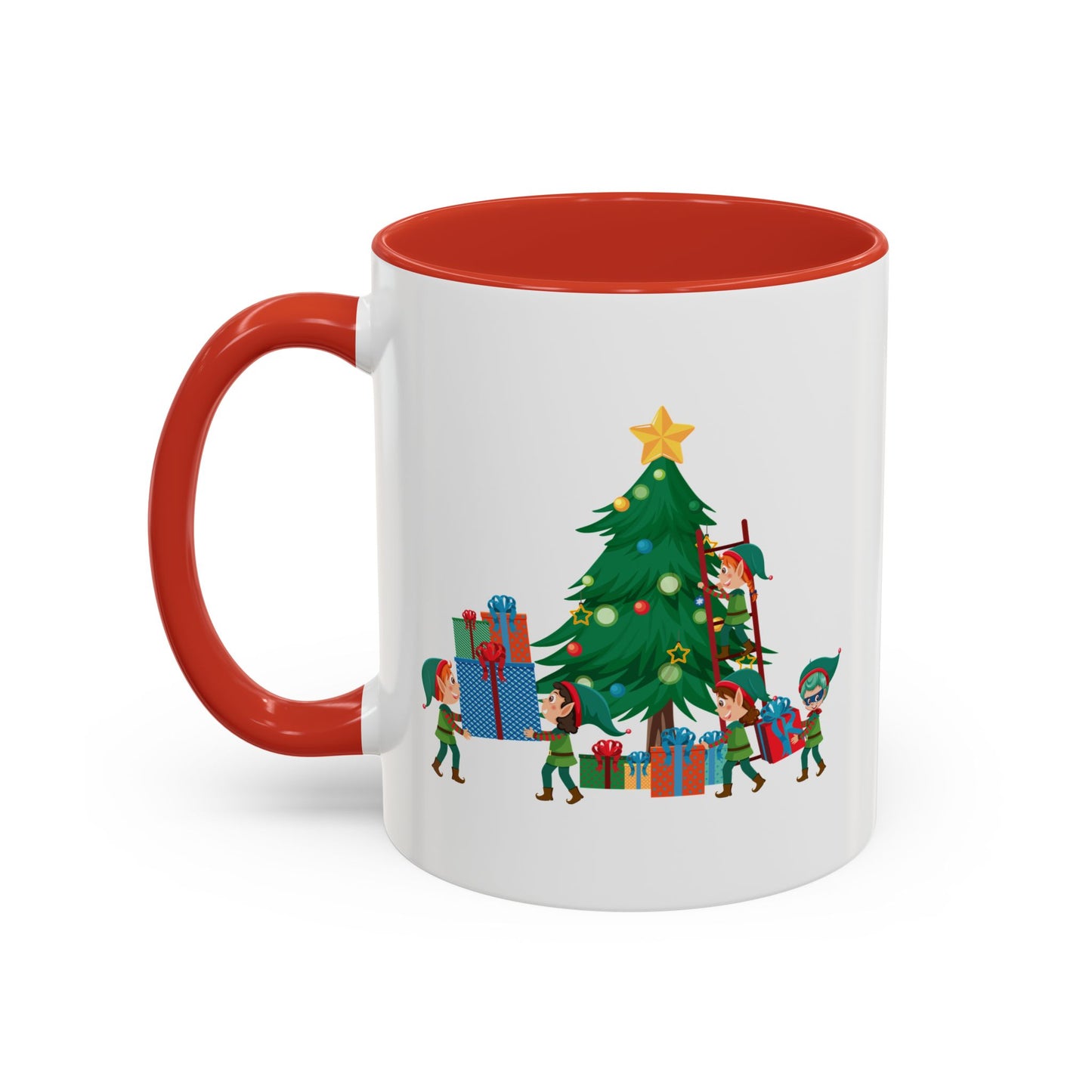 Accent Coffee Mug - Super kiddo putting gifts on christmas tree