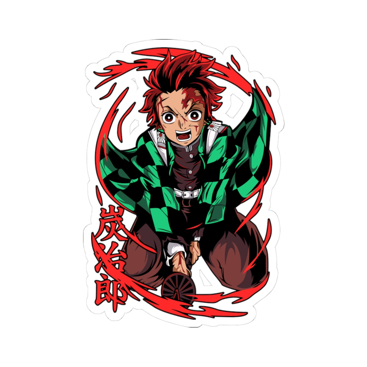Kiss-Cut Stickers - Tanjiro sun breathing technique