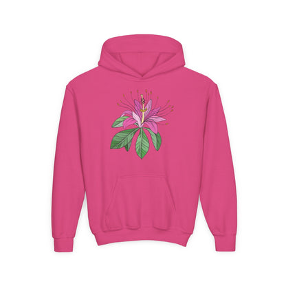 Youth Heavy Blend Hooded Sweatshirt - Purple flower Printify
