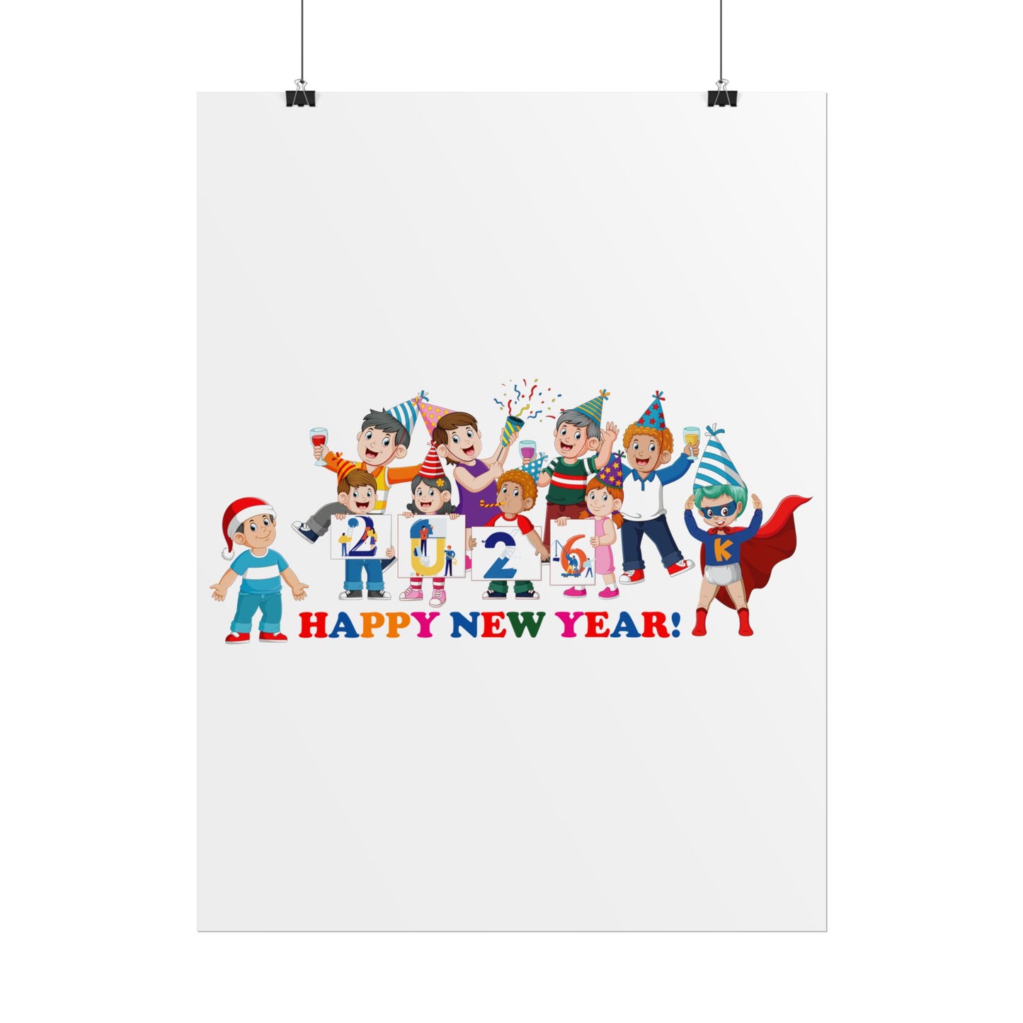 Rolled Posters - Happy new year from super kiddo - [[{"value":"Wonderwear Kid"}]]