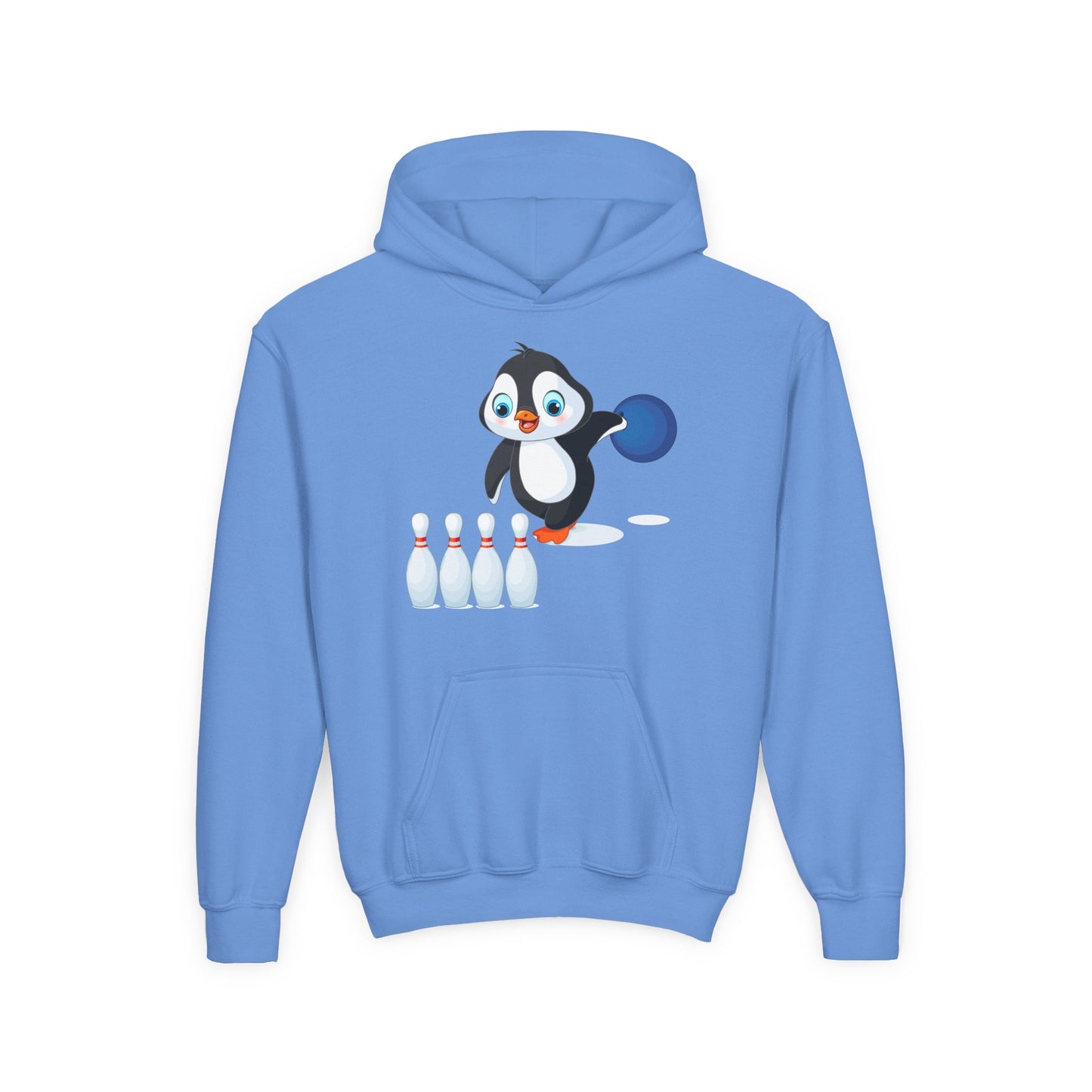 Youth Heavy Blend Hooded Sweatshirt - Adorable Penguin Bowling